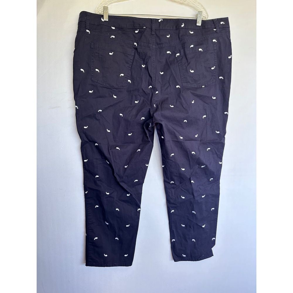 Talbots Woman Navy Blue Whale Embroidered Chino Pants Size 24W Nautical Ankle - Picture 6 of 13